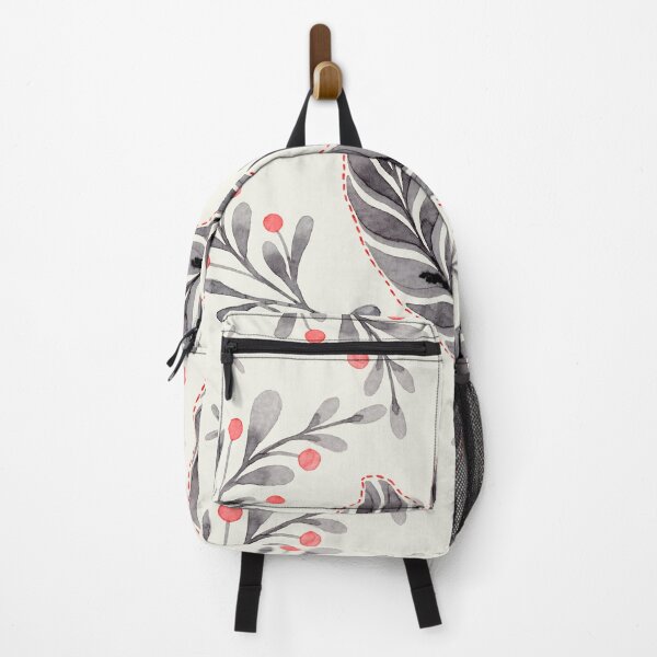 Item preview, Gray and red hand painted watercolor pattern with twigs and berries. designed and sold by NadyaSaen.