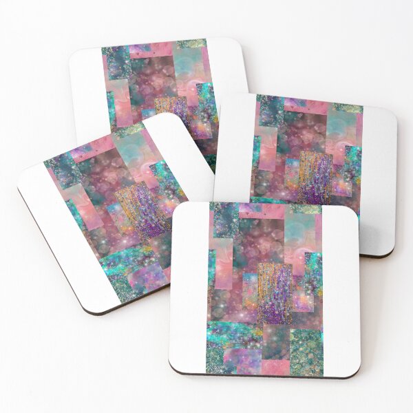 Item preview, Galaxy Scrap Quilt Abstract Art Collage No. 6, Pink, Teal, Purple, Blue designed and sold by Kristi Duggins.