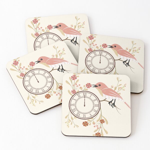Item preview, Pink flower clock designed and sold by mysteryblackcat.