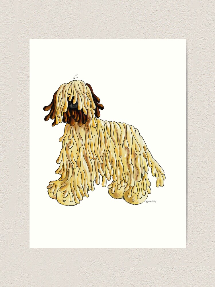 Happy Briard Dog Cartoon Art Print
