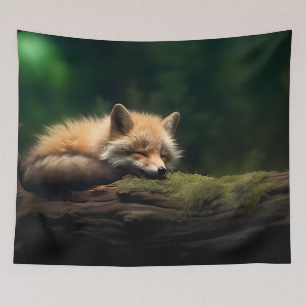 Item preview, Cute adorable sleeping fox baby or child animal in the woods designed and sold by NBSStore.