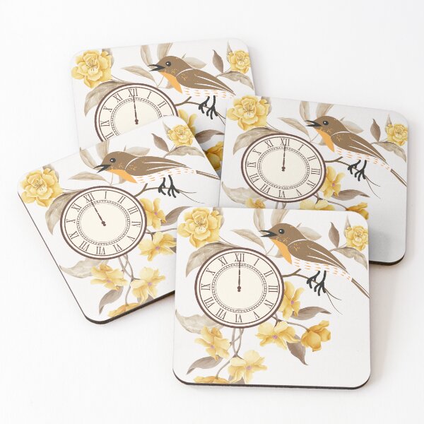 Item preview, Yellow flower clock designed and sold by mysteryblackcat.