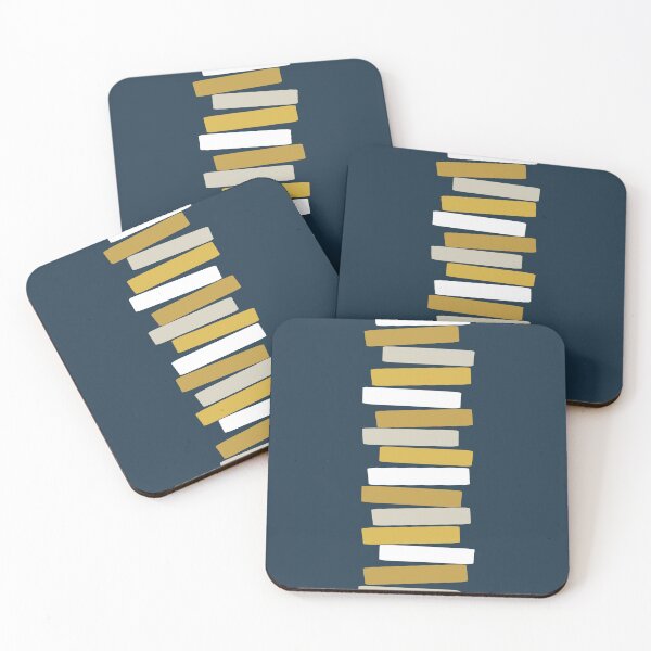 Item preview, Mid Century Modern Atomic Stacked Blocks Navy, Mustard designed and sold by trdstudio.