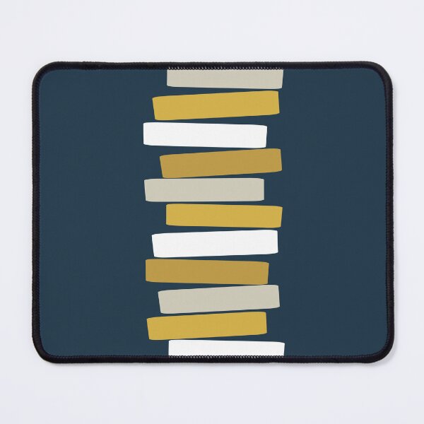 Item preview, Mid Century Modern Atomic Stacked Blocks Navy, Mustard designed and sold by trdstudio.