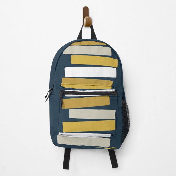 Item preview, Mid Century Modern Atomic Stacked Blocks Navy, Mustard designed and sold by trdstudio.