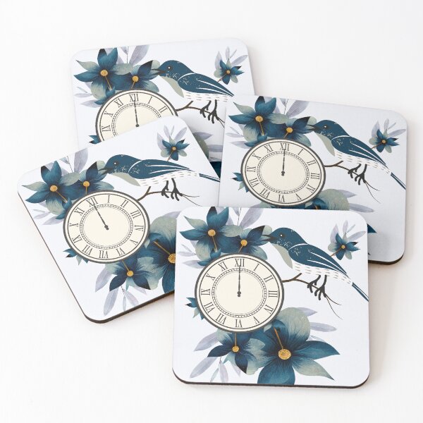 Item preview, Blue flower clock designed and sold by mysteryblackcat.