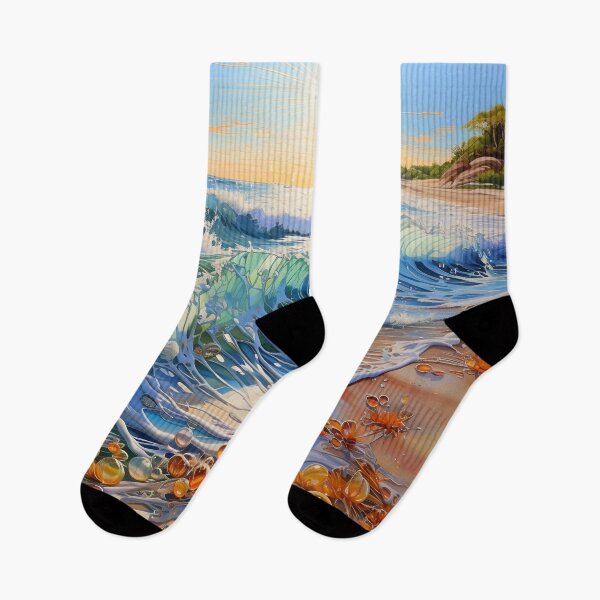 Item preview, Summer beach crashing waves oil painting designed and sold by dcrc.