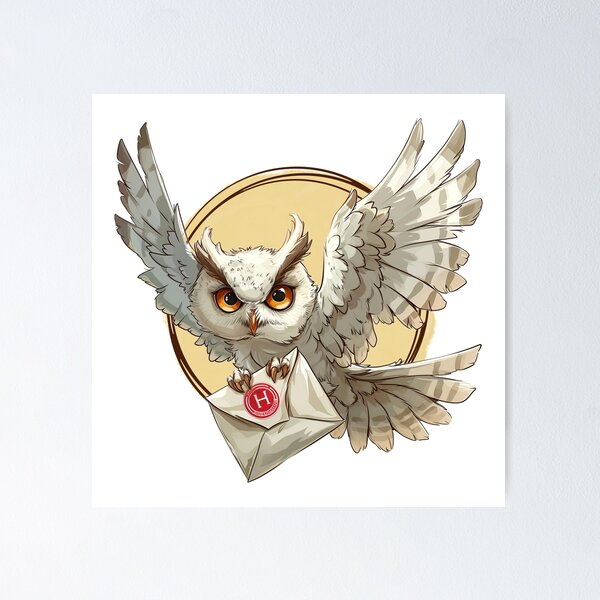 Item preview, A Snowy Owl carrying a sealed letter - Fantasy designed and sold by Fenay Designs.
