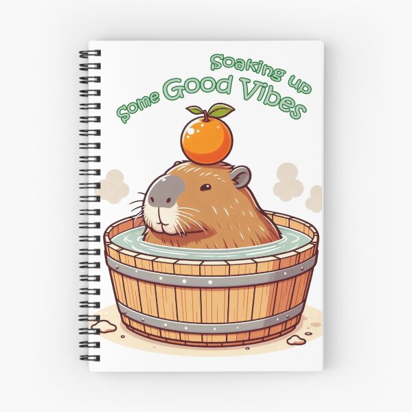 Item preview, Soaking up some good vibes - Chubby Capybara onsen in Bathtub with orange  designed and sold by happy-capy.