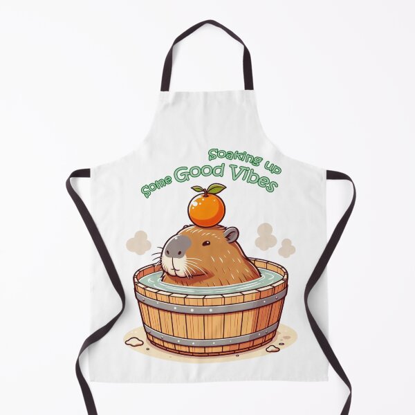 Item preview, Soaking up some good vibes - Chubby Capybara onsen in Bathtub with orange designed and sold by happy-capy.