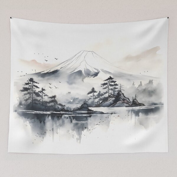 Item preview, Mount Fuji Sumi-e Style designed and sold by Sakashi-Canvas.