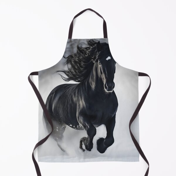Item preview, Beautiful and majestic black horse or black stallion galloping in winter snow, wild and free designed and sold by NBSStore.
