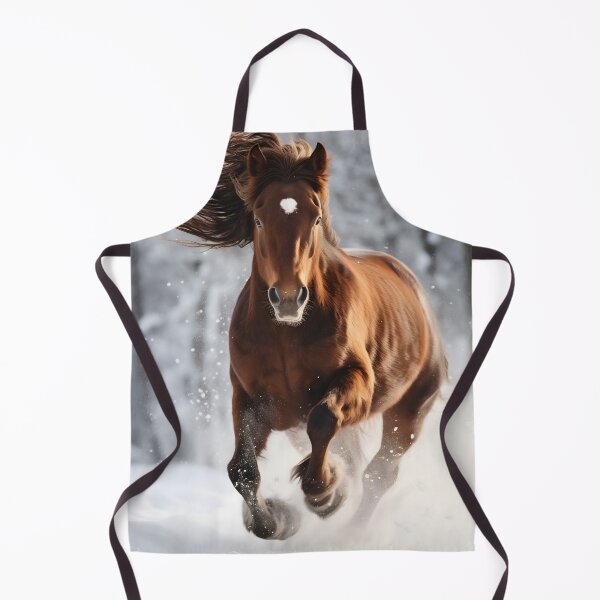 Item preview, Beautiful and majestic brown horse or brown stallion galloping in winter snow, wild and free designed and sold by NBSStore.