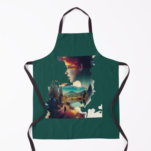 Item preview, Woman face profile on lake and mountain landscape designed and sold by cristina1001.