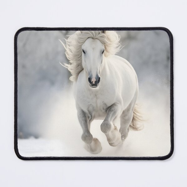 Item preview, Beautiful and majestic white gray horse or gray stallion galloping in winter snow, wild and free designed and sold by NBSStore.