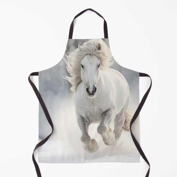 Item preview, Beautiful and majestic white gray horse or gray stallion galloping in winter snow, wild and free designed and sold by NBSStore.