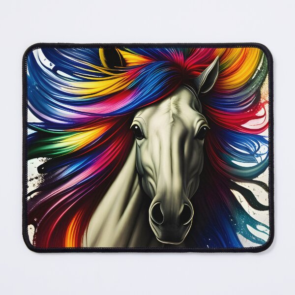 Item preview, Rainbow Horse - Horse with a magnificent mane in all rainbow colors designed and sold by Klickkunstwerke.