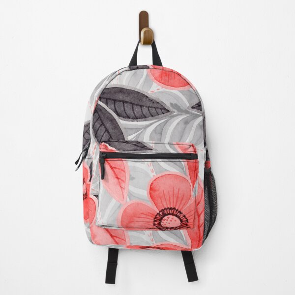 Item preview, Seamless hand painted watercolor floral pattern with red flowers leaves and feathers. designed and sold by NadyaSaen.