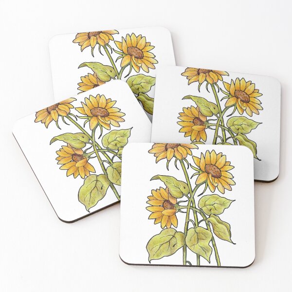 Item preview, Sunflowers Hand Drawn Illustration Bortanical Floral Art designed and sold by JoyfulWhimsy.
