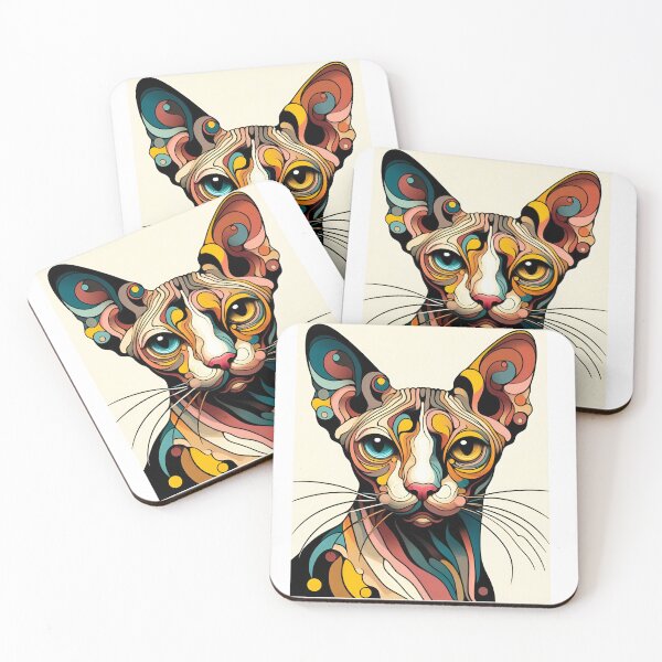 Item preview, Ethereal Sphynx: Abstract Elegance, De Kooning-Inspired designed and sold by BastKittyStore.