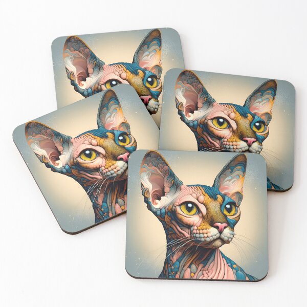 Item preview, Sphynx Serenade: De Kooning-Inspired Feline Elegance designed and sold by BastKittyStore.