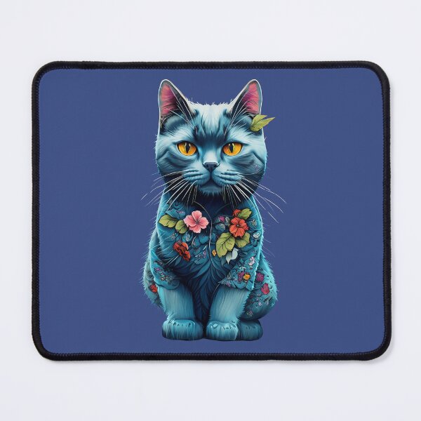 Item preview, Cute Blue Cat Retro Floral for Women Men Flower Printed designed and sold by Firas Aljazzar.