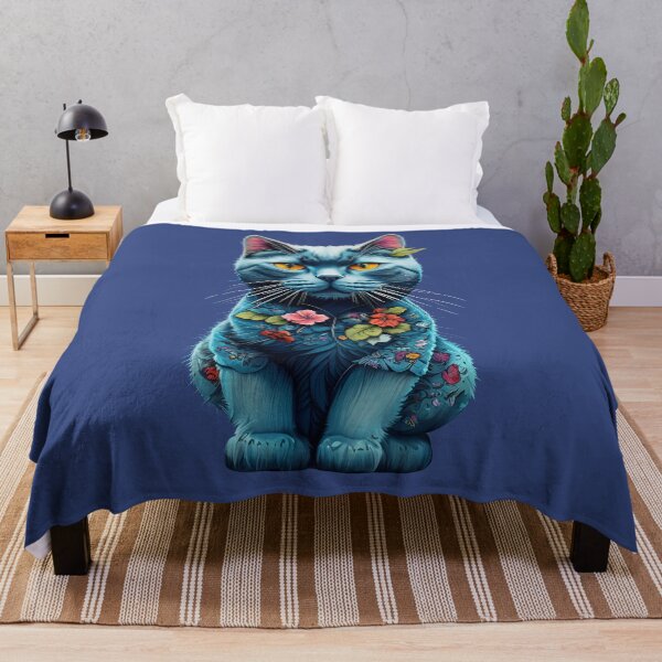 Item preview, Cute Blue Cat Retro Floral for Women Men Flower Printed designed and sold by Firas Aljazzar.