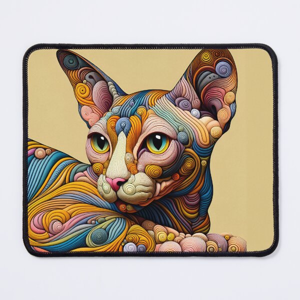 Item preview, Ethereal Sphynx: Abstract Elegance with De Kooning Flair designed and sold by BastKittyStore.