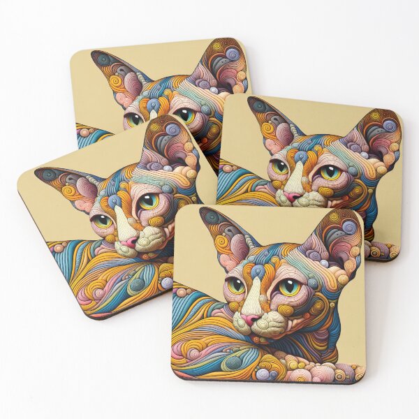 Item preview, Ethereal Sphynx: Abstract Elegance with De Kooning Flair designed and sold by BastKittyStore.