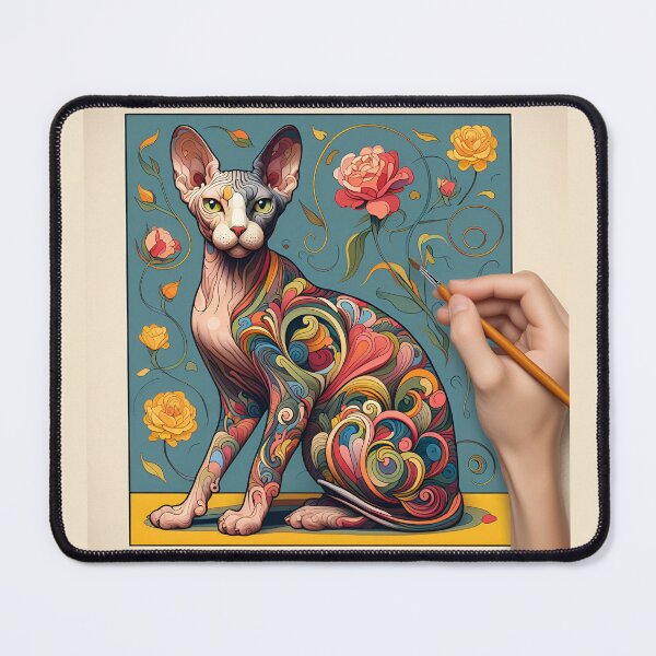 Item preview, Sphynx Serenade: De Kooning-Inspired Abstract Feline Art designed and sold by BastKittyStore.