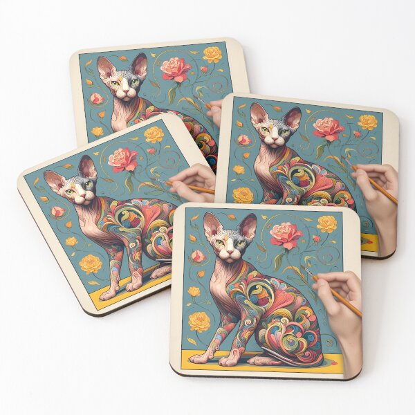 Item preview, Sphynx Serenade: De Kooning-Inspired Abstract Feline Art designed and sold by BastKittyStore.