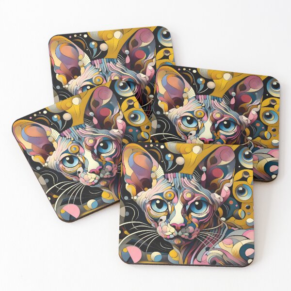 Item preview, Sphynx Serenade: Abstract Elegance, De Kooning Influence designed and sold by BastKittyStore.