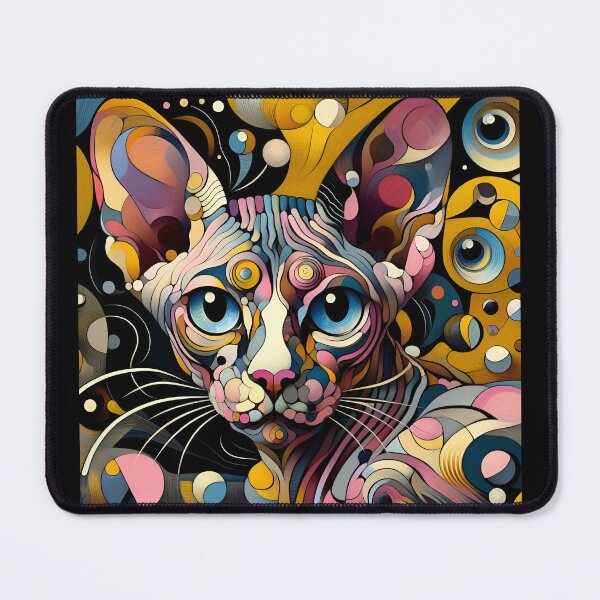 Item preview, Sphynx Serenade: Abstract Elegance, De Kooning Influence designed and sold by BastKittyStore.