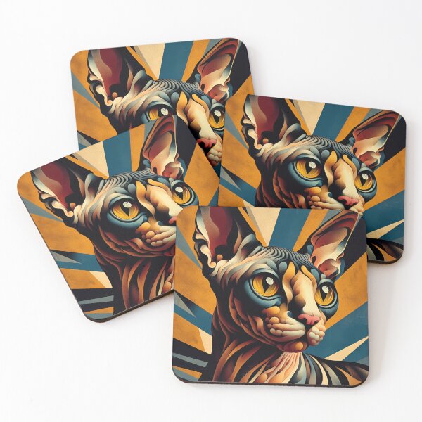 Item preview, Sphynx Serenity: Abstract Art Echoing De Kooning designed and sold by BastKittyStore.