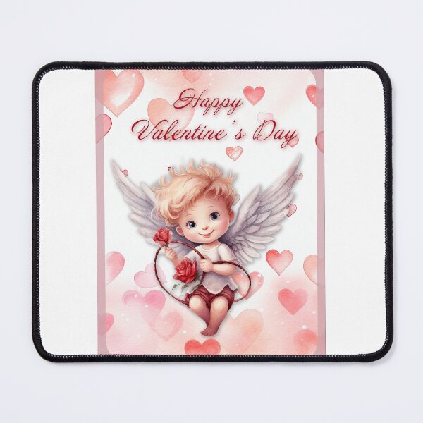 Item preview, Valentine card with baby angel Cupid with wings St Valentine's Day postcard Watercolor designed and sold by Createya.