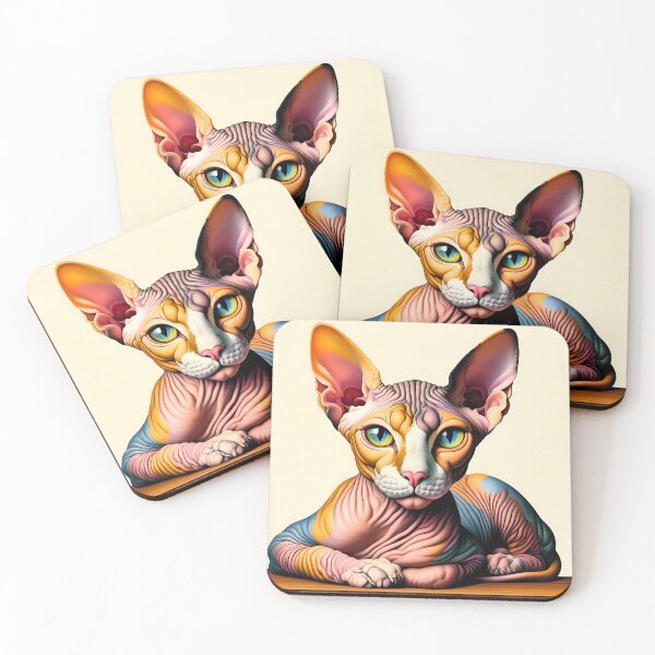 Item preview, Sphynx Reverie: Abstract Elegance Inspired by De Kooning designed and sold by BastKittyStore.