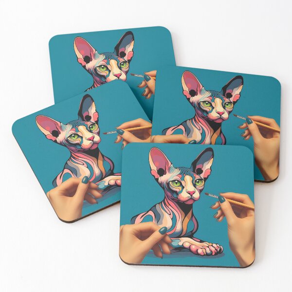 Item preview, Sphynx Reverie: Abstract Elegance Inspired by De Kooning designed and sold by BastKittyStore.