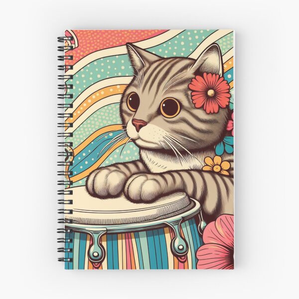 Item preview, Retro 80s Waves Hawaiian Hibiscus Drums Tropical Tabby Cat Graphic designed and sold by CoffeeIsATrip.