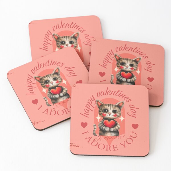 Item preview, I Adore You Happy Valentines Day Kitten Label designed and sold by ZeptepiTrends.