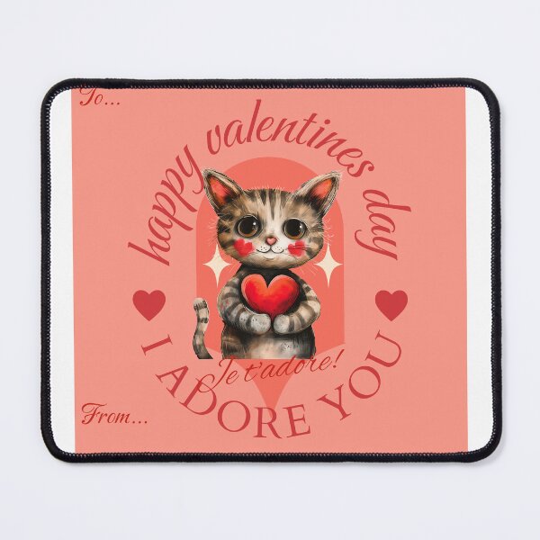 Item preview, I Adore You Happy Valentines Day Kitten Label designed and sold by ZeptepiTrends.