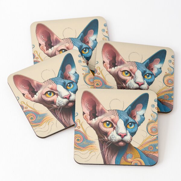 Item preview, Sphynx Serenity: De Kooning-Inspired Abstract Cat Art designed and sold by BastKittyStore.