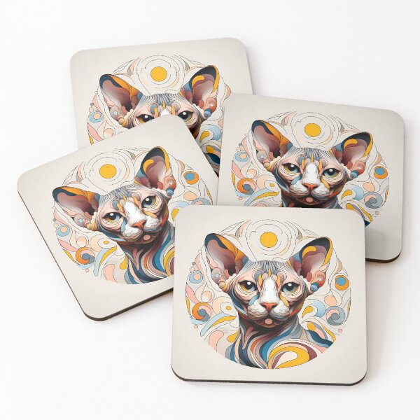 Item preview, Abstract Feline Elegance: De Kooning Inspired Sphynx Art designed and sold by BastKittyStore.