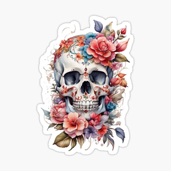 Item preview, skull and flowers designed and sold by Majkel & Majkel.
