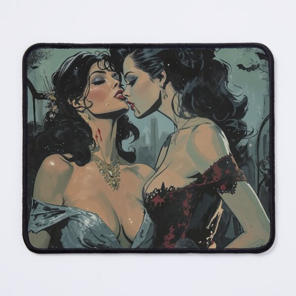 Item preview, Moonlit Embrace - Gothic Vampire Lesbian Fantasy Art Print designed and sold by Very Peculiar.