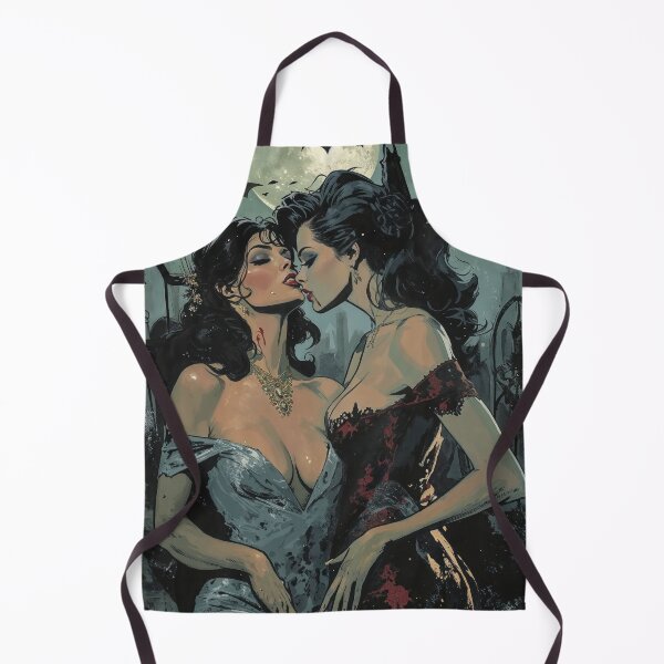 Item preview, Moonlit Embrace - Gothic Vampire Lesbian Fantasy Art Print designed and sold by Very Peculiar.