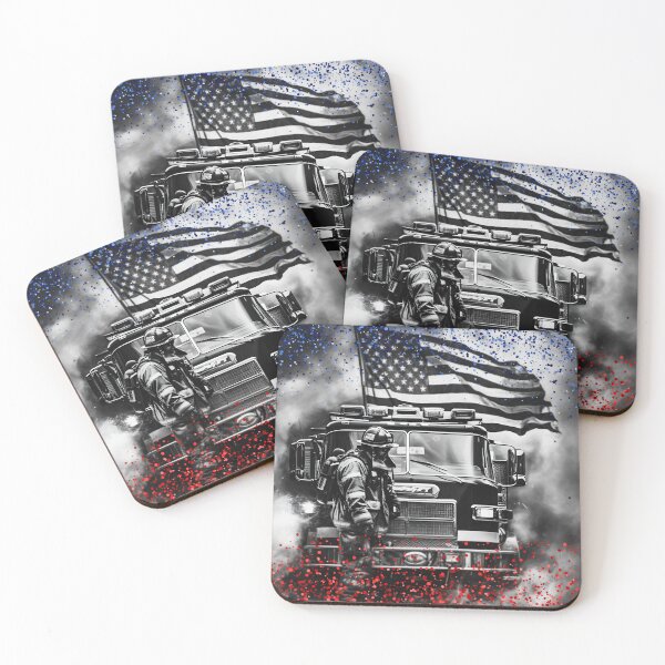 Item preview, Firefighter Firetruck Red White Blue Glitter designed and sold by jendrip.