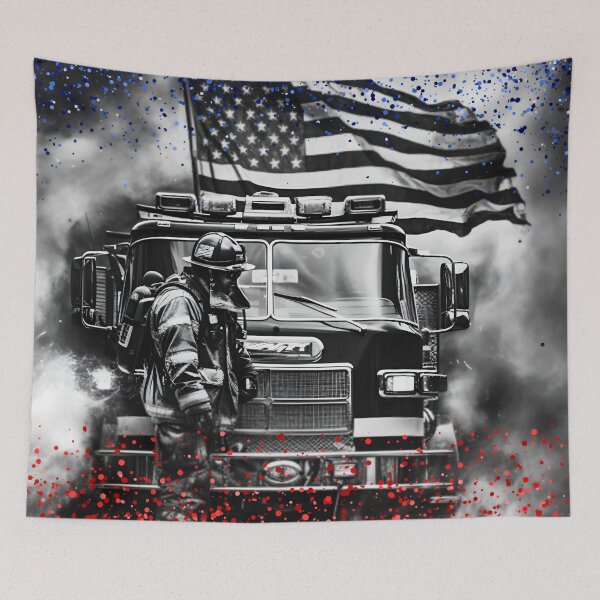 Item preview, Firefighter Firetruck Red White Blue Glitter designed and sold by jendrip.