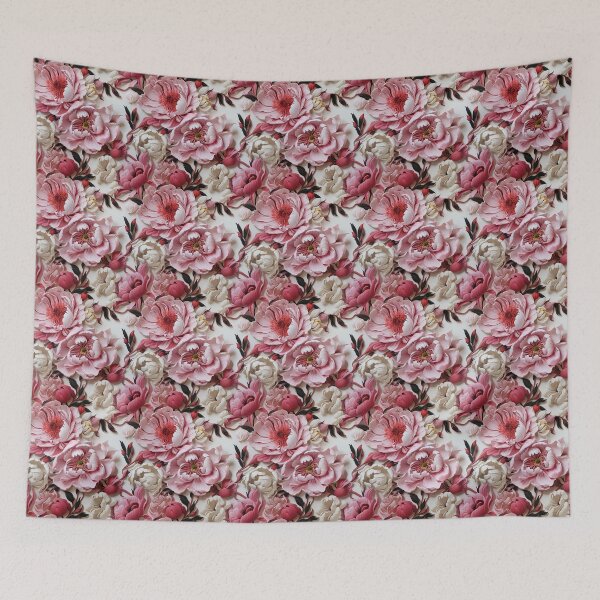 Item preview, Peony Tile 15: Ruffled Symphony in Blush and Blossom, Rose-Kissed Dreams on Leafy Thrones designed and sold by TheBrainArt.