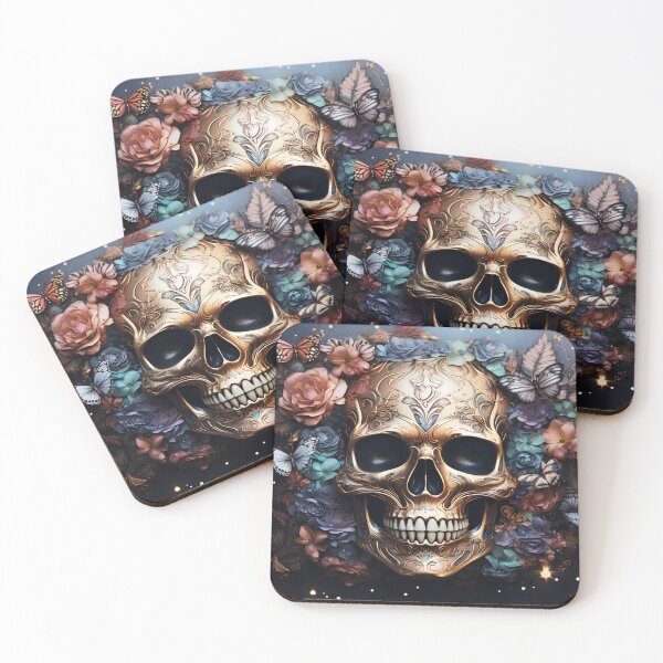 Item preview, Gorgeous Skull with Butterflies and Flowers designed and sold by jendrip.
