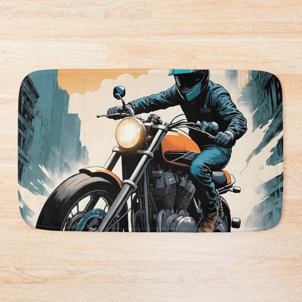 Item preview, Motorcyclist Racing Through Urban Cityscape Comic Book Motion Blur Art designed and sold by MindfulVisionz.